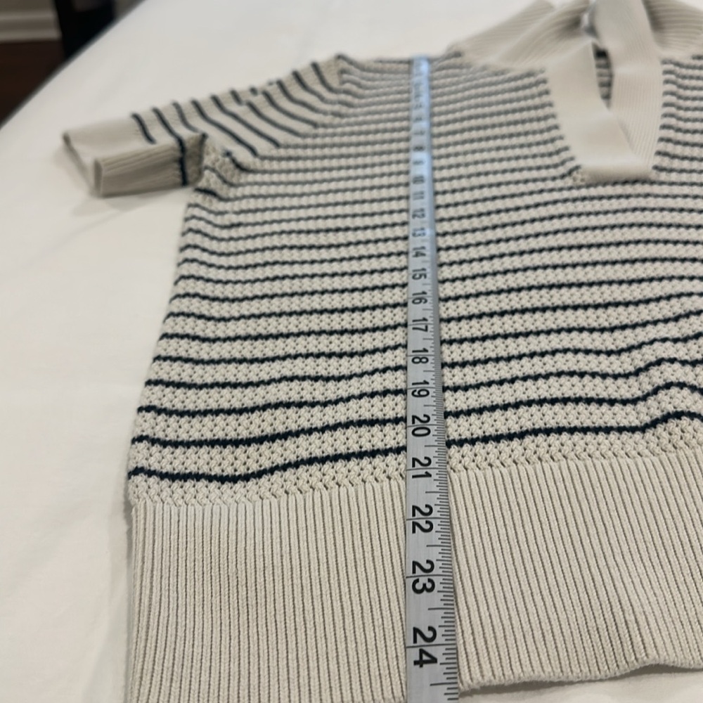 EUC Crochet Stitch Polo Sweater | color: Marshmallow - Picture 9 of 9